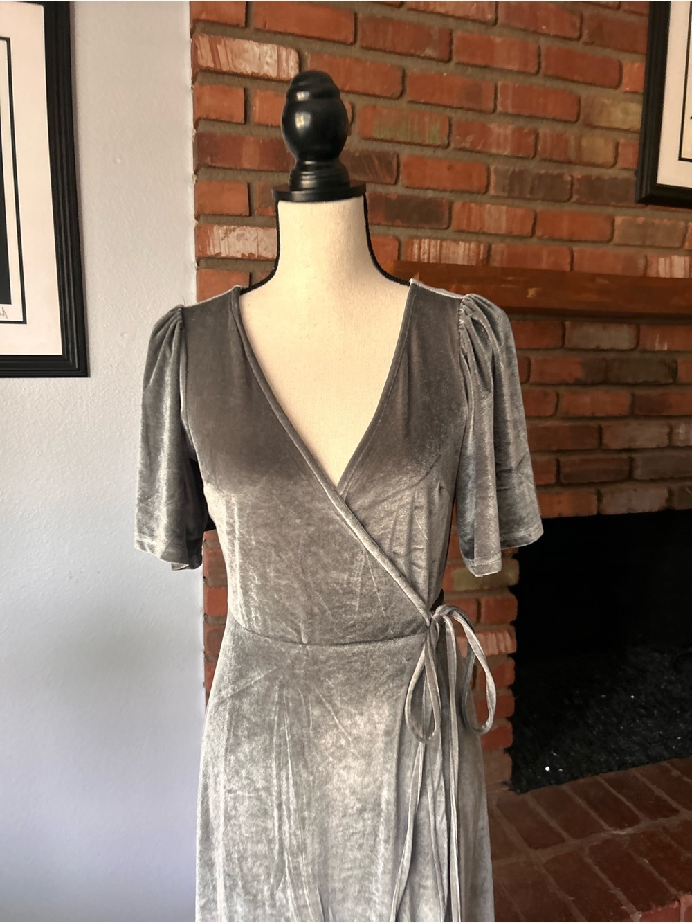 NWT Baltic Born Katelyn Velvet Maxi Wrap Dress in Dusty Blue Sz S - Picture 4 of 8